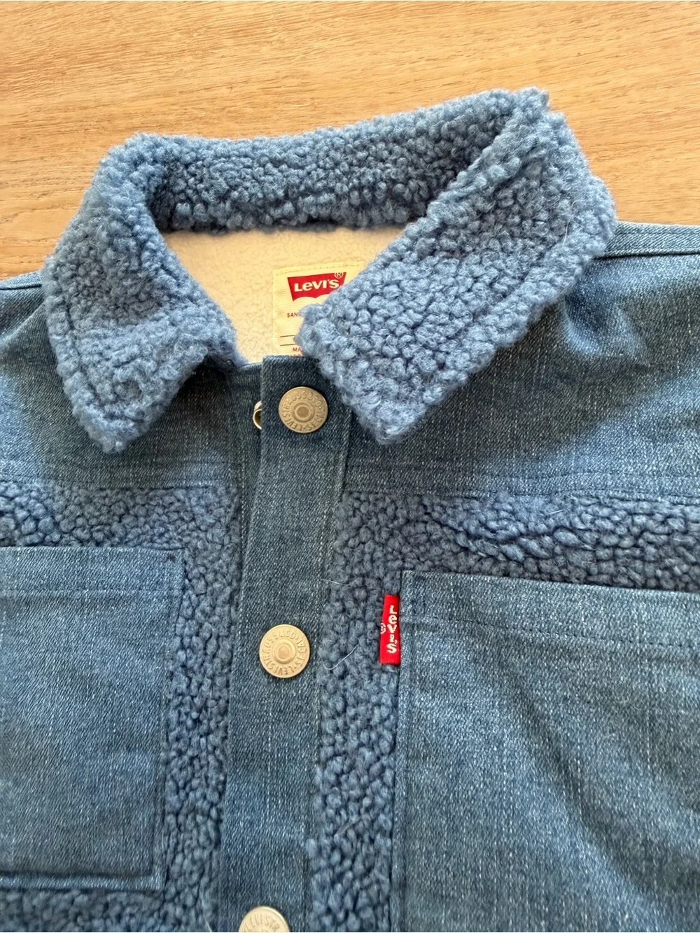 Levi's Blue Sherpa One-Piece Footie